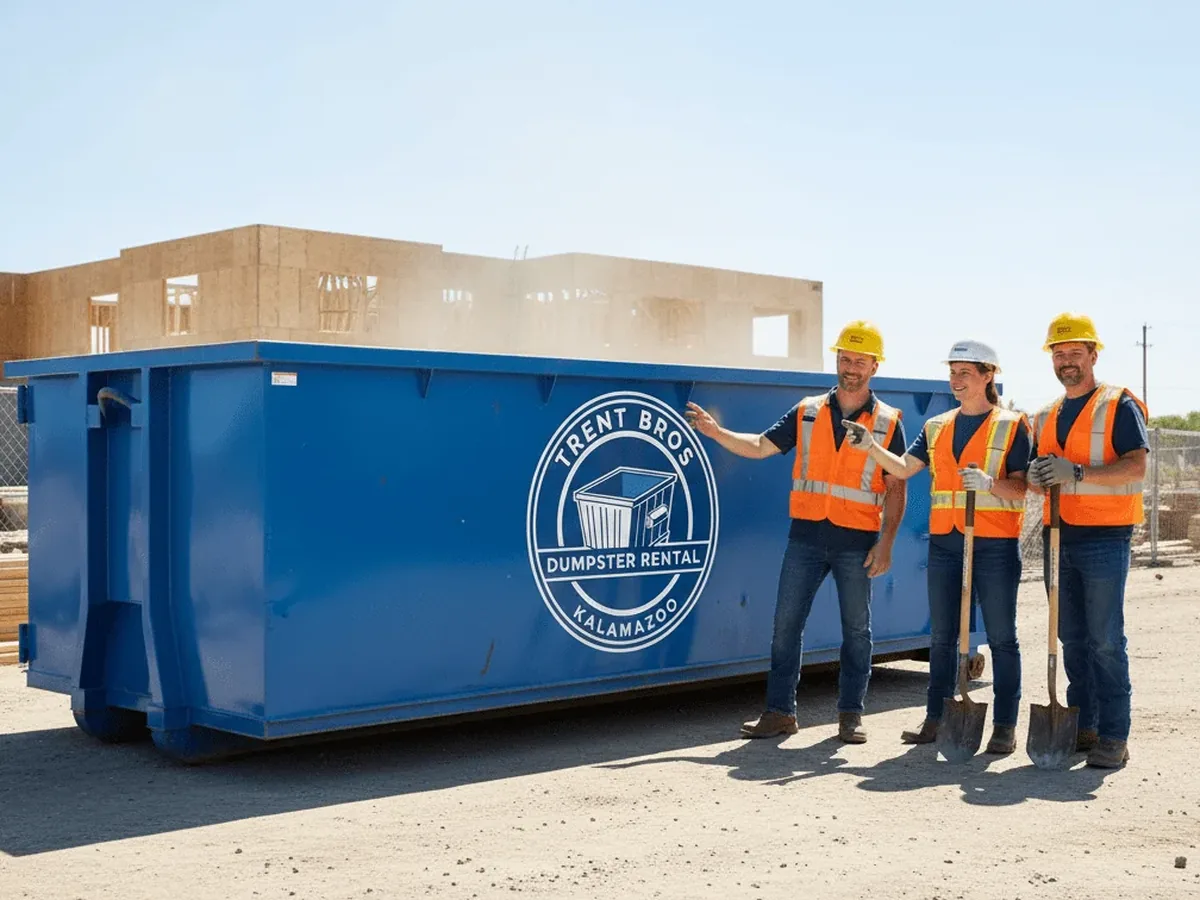 Trent Bros Dumpster Rental Kalamazoo crew on a construction jobsite