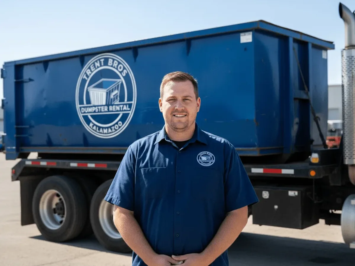 Trent Bros Dumpster Rental Kalamazoo driver with a delivery truck